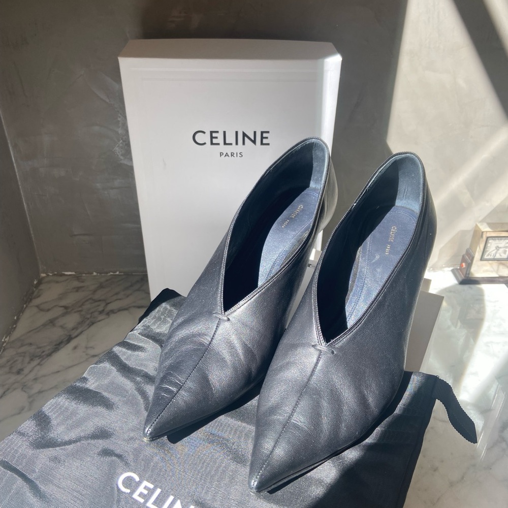 Celine Elegant Black Leather Heels